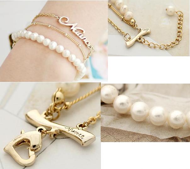 NUANCE GENUINE 8mm WHITE PEARLS 3-ROW BRACELET